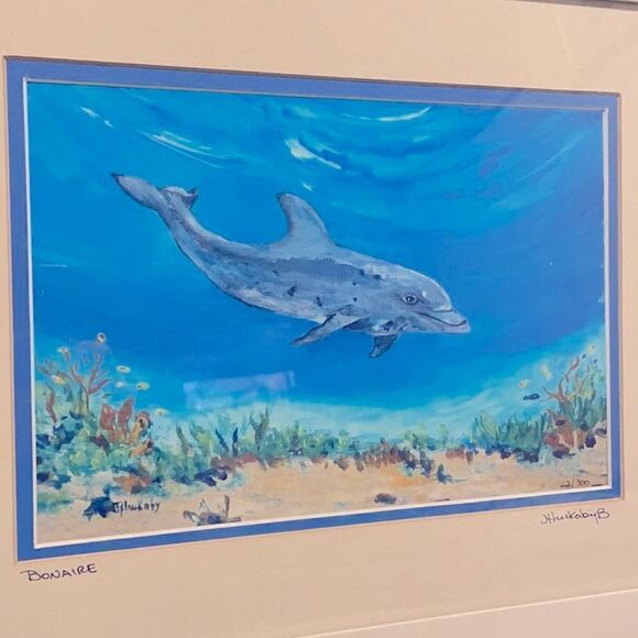 Watercolor Dolphin Print Framed and Matted (#22 of 300 Made) - Picture 1 of 16